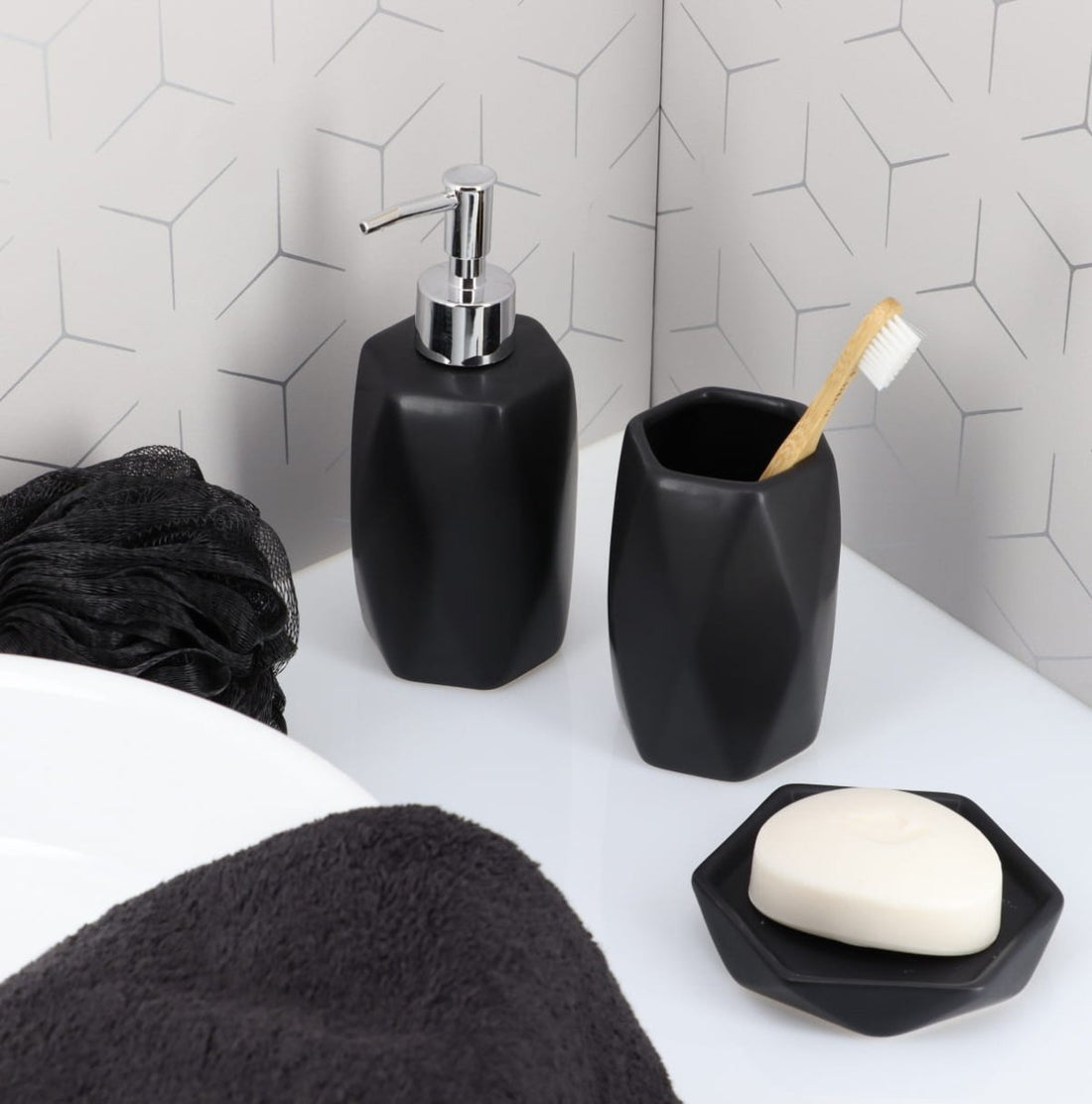 Set Baie Negru Diamant - Set baie - Softambient