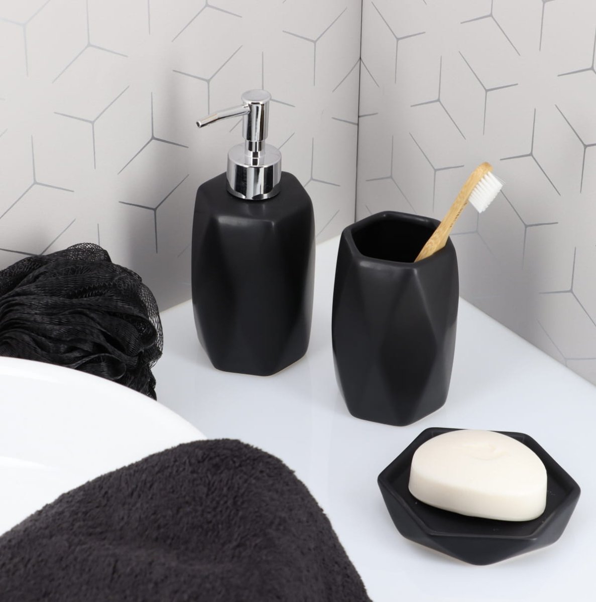 Set Baie Negru Diamant - Set baie - Softambient