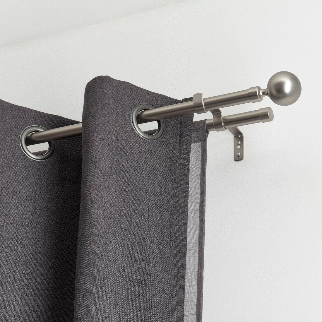 Set Galerie Dublă Extensibilă 120 - 210 CM Paloma Φ19MM - Argintiu - Set galerie extensibilă - Softambient