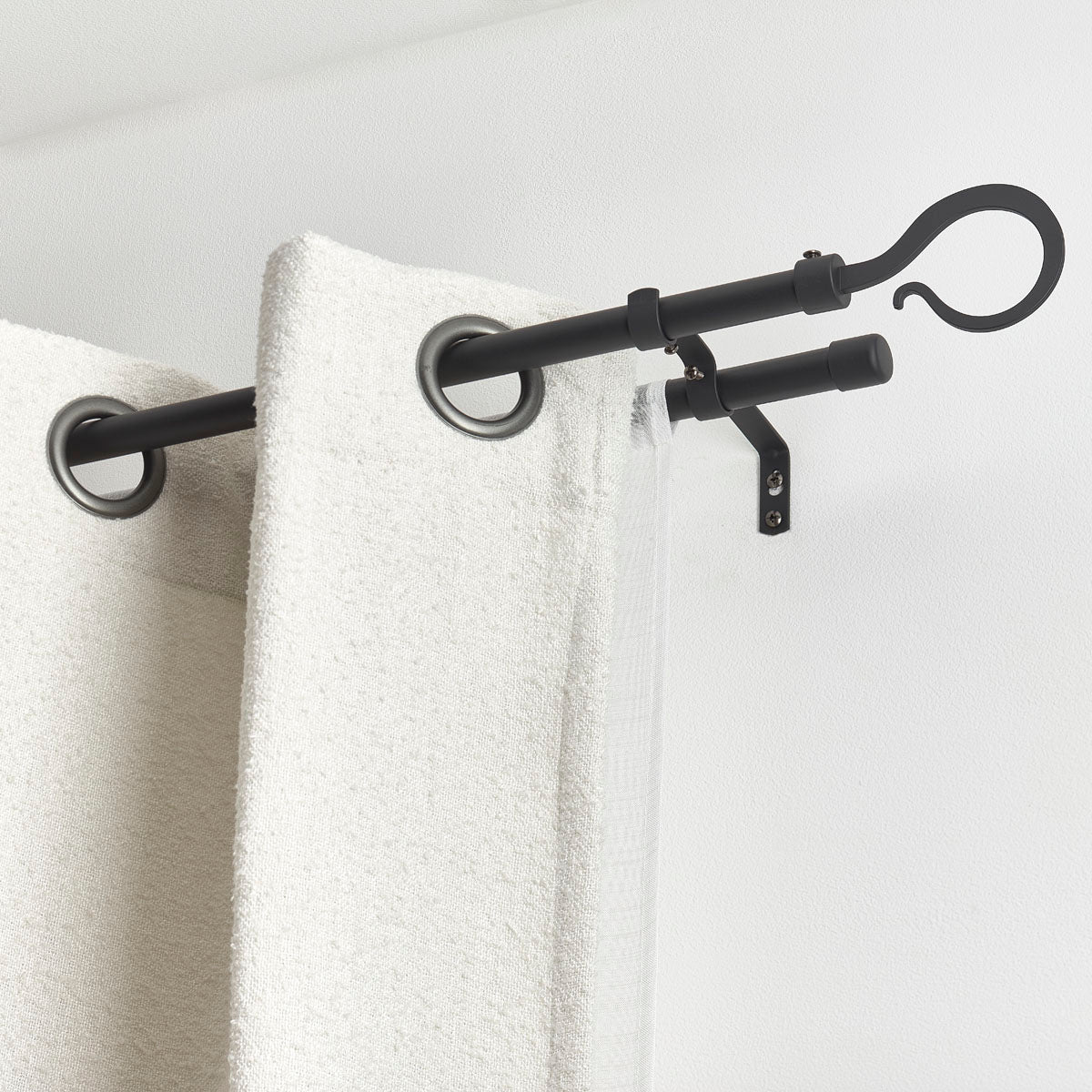 Set Galerie Dublă Extensibilă 210 - 380 CM Atelier Φ19MM - Negru Mat - Set galerie extensibilă - Softambient