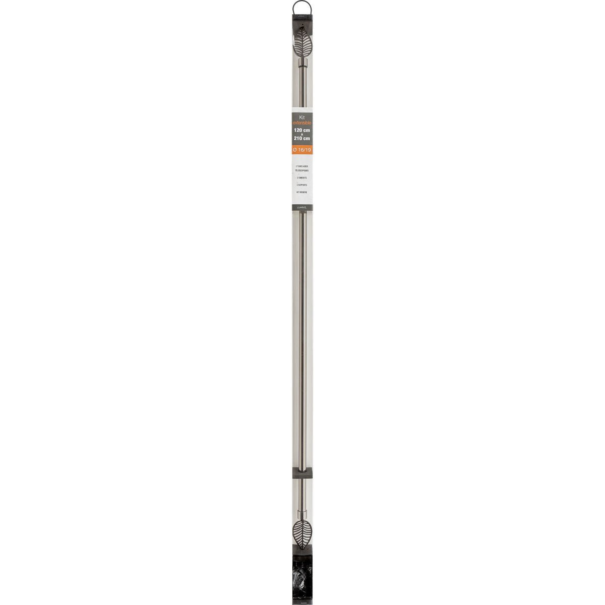 Set Galerie Extensibilă 120 - 210 CM Amazonia Φ19MM - Grafit - Set galerie extensibilă - Softambient