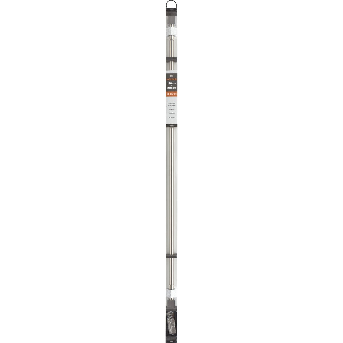 Set Galerie Extensibilă 120 - 210 CM Cubique Φ19MM - Argintiu - Set galerie extensibilă - Softambient
