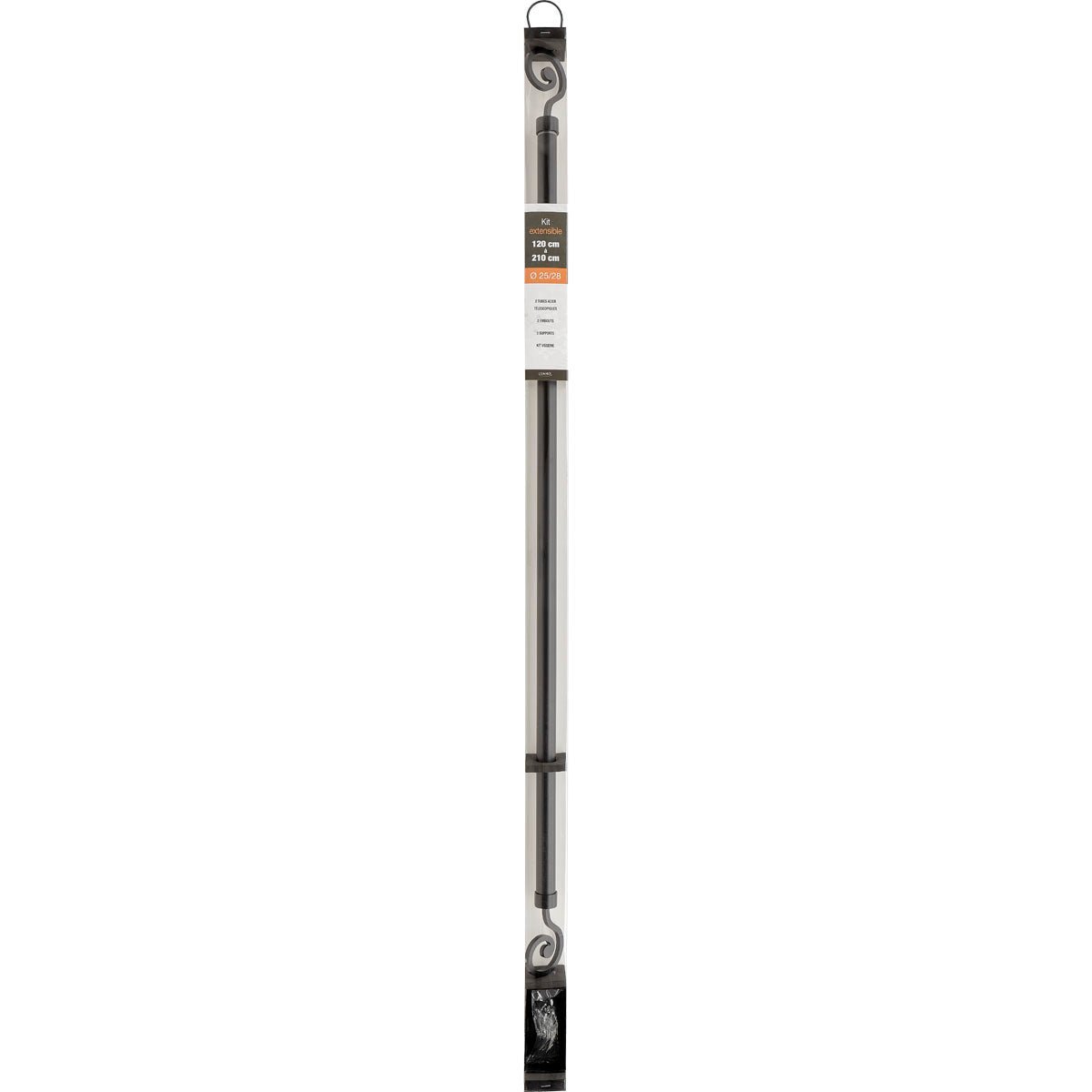 Set Galerie Extensibilă 120 - 210 CM Dream Φ28MM - Negru Mat - Set galerie extensibilă - Softambient